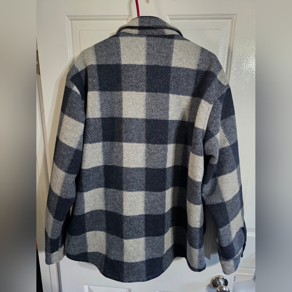 Banana Republic Navy Gray Buffalo Check Shirt Jacket Shacket XL Preppy Classic - Picture 3 of 8